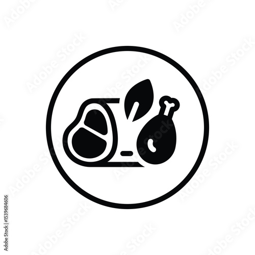 Black solid icon for ecological meat