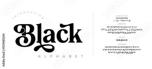Retro Elegant Luxury Font, Uppercase Lowercase And Number. Classic Lettering Minimal Fashion Designs. Typography modern serif fonts regular decorative vintage concept. vector illustration
