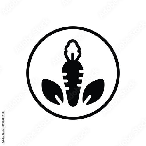 Black solid icon for organic food