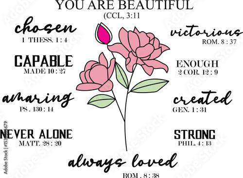 Beautiful and Chosen Inspirational Floral Design with Bible Verses