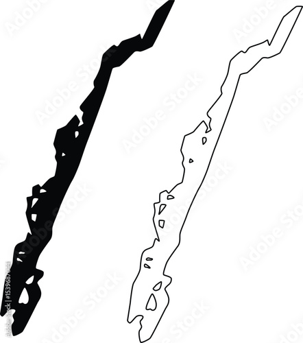 Tableau sur toile Map of Breakneck Pond Connecticut USA Silhouette Flat and Outline Design