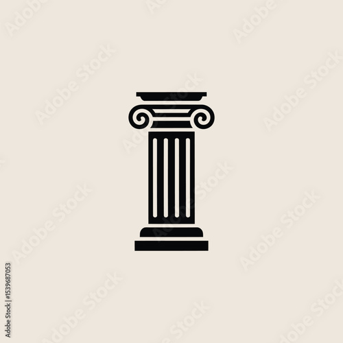 Vector illustration of a classic ionic column in black on a neutral background design element for architectural themes and design projects