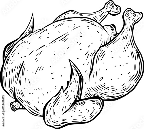 Wallpaper Mural Grilled Chicken – Black Lineart Vector Food Logo Torontodigital.ca