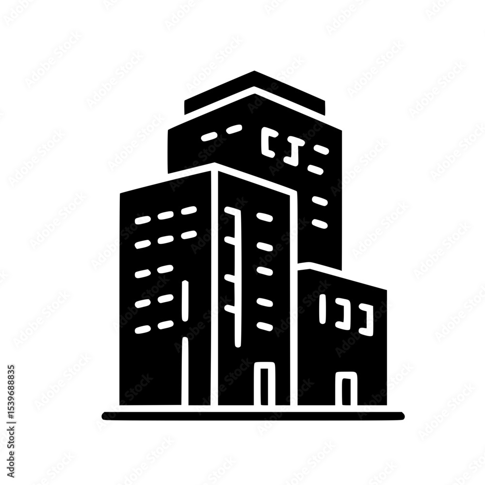 Vector illustration of modern office building silhouette