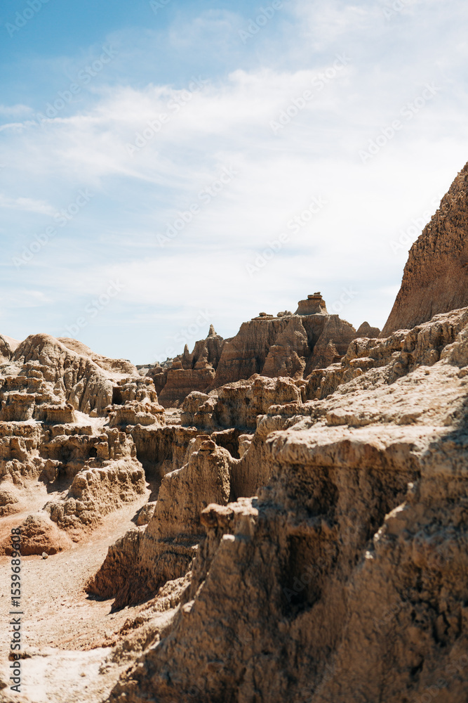 Fototapeta premium Close up badlands rock formations, near Pinnacles Overlook, SD