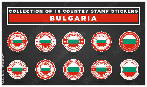 Collection of 10 Bulgarian Country Stamp Stickers