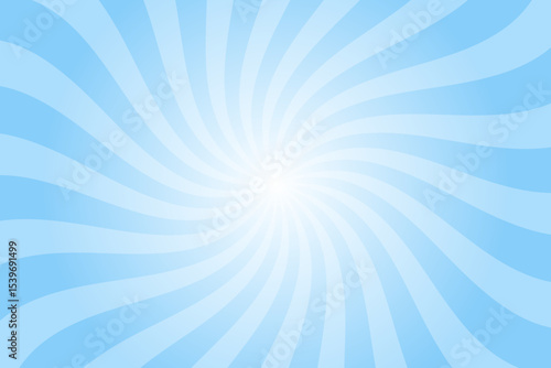 Candy color sunburst background. Abstract blue sunbeams design wallpaper. Colorful spinning lines for template, banner, poster, flyer. Sweet rotating cartoon swirl or whirlpool. Vector backdrop.