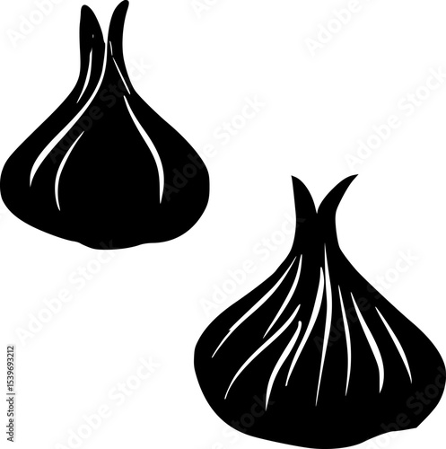 Dumplings – Black Silhouette Vector Asian Food