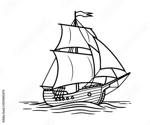 Wallpaper Mural A pirate ship with sails blowing Torontodigital.ca