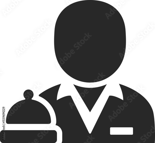 Receptionist solid icon used in hotel front desk, guest service, and hospitality profession designs.