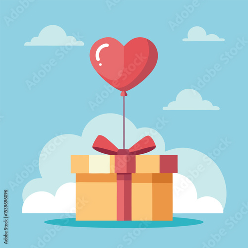 gift box with ballon vector