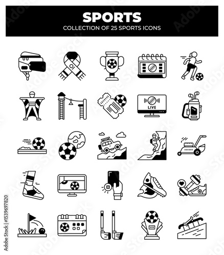 Collection of 25 Sports Icons. Soccer. Golf. and More