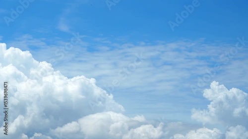 Sky timelapse, blue sky, white clouds on a clear day