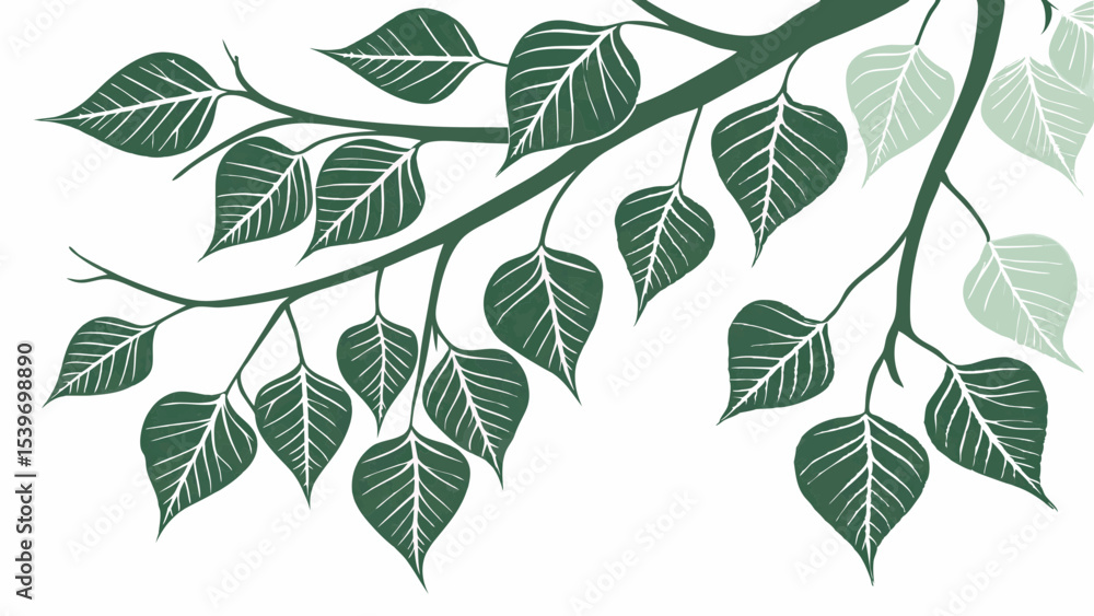 Obraz premium Green leaves isolated on white background form a seamless vector pattern, ideal for nature-inspired design and eco-friendly decoration