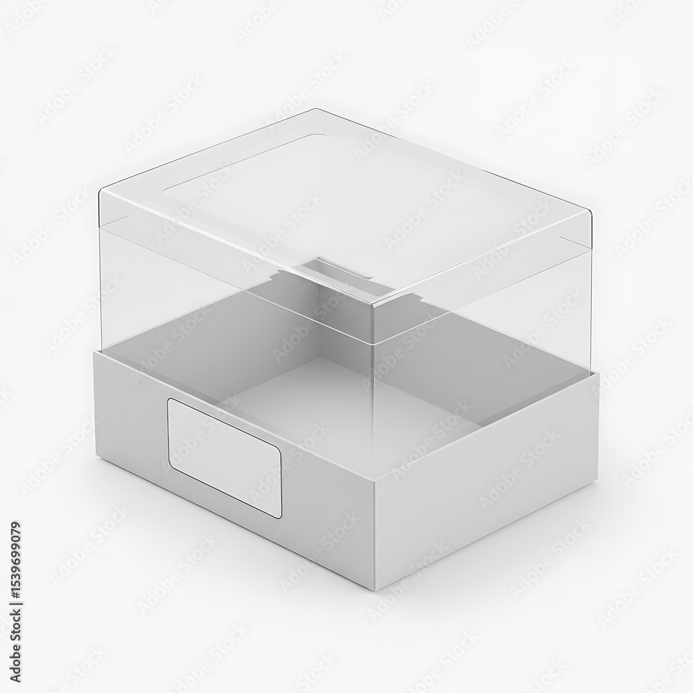 Fototapeta premium 4 piece gift box with clear top and label area, closed , isolated on white background