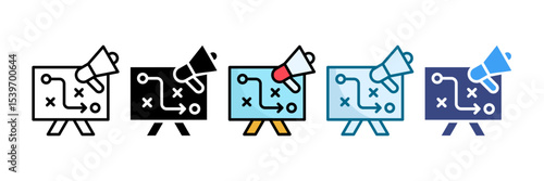 Marketing Action Plan Icon Set Multiple Style Collection
