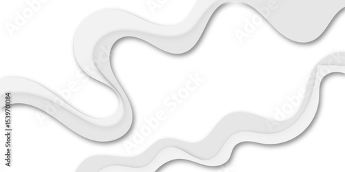 Abstract flowing wave layers in grayscale with soft shadows create a modern 3D paper-cut effect. Use as a minimalistic background for design, technology, or corporate presentation themes.
