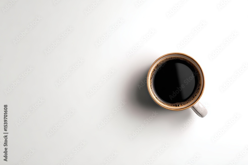 Black Coffee in White Mug on Minimalist Background for Cozy Vibes Black Coffee in White Mug on Minimalist Background for Cozy Vibes