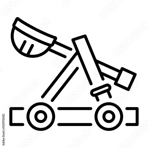 A linear style icon showing catapult weapon