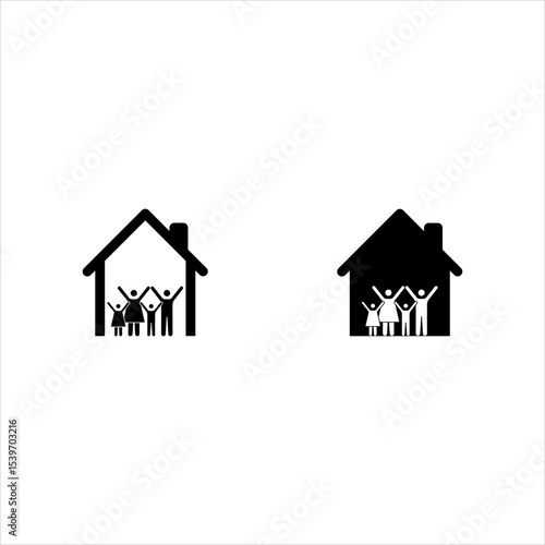 Happy family icon set at home. Vector isolated flat illustration.