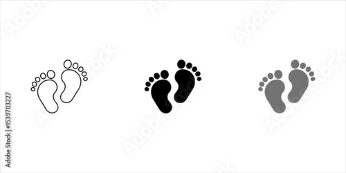 Baby footprints icon set isolated on white background. vector illustration