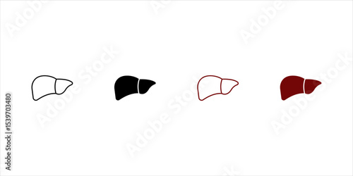 Set with human liver vector icons on white background. Human organ vector silhouette. Liver outline icons.