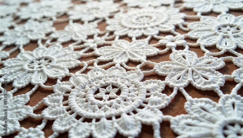 Obraz premium Intricate floral lace doily, delicate texture, handmade, antique, filigree