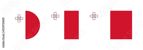 
Malta flag PNG vector. Malta square and round icon isolated on transparent PNG background. Malta flag icon.