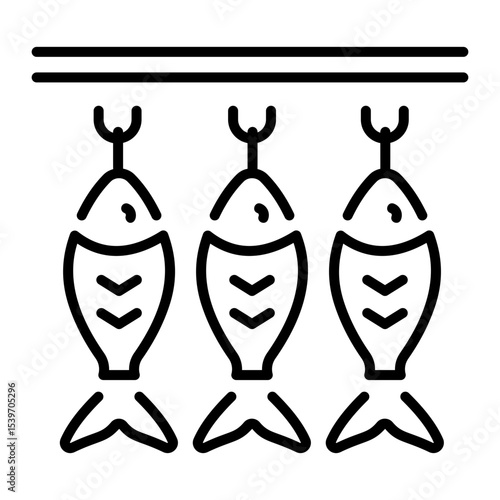A linear style icon representing dried fish