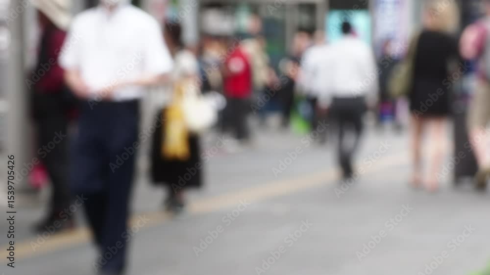 日本の街で歩く通勤中の人々と観光客の姿 日本の街で歩く通勤中の人々と観光客の姿