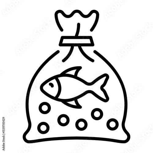 A linear style icon representing fish bag