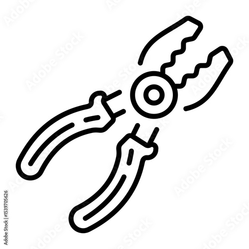 An outline style icon depicting pliers