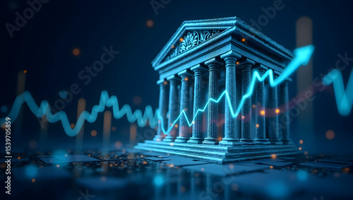 Monetary Policy Analysis: Visuals of Central Bank Operations, Rate Adjustments, and Liquidity Management for Strong Financial Frameworks - Stock Photo Concept with Left Space
