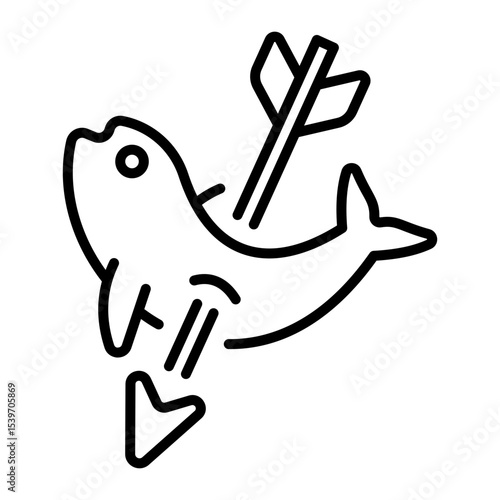 A linear style icon representing spearfishing