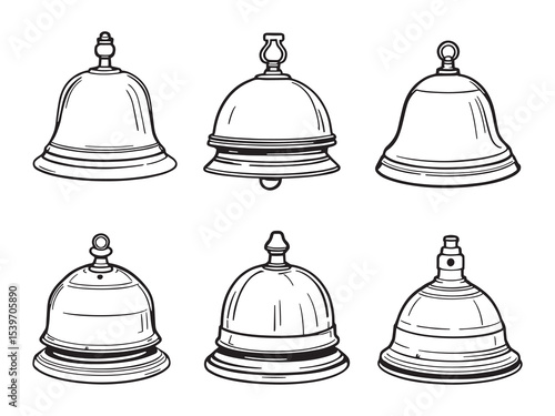 Classic hotel service bell outline vector illustration