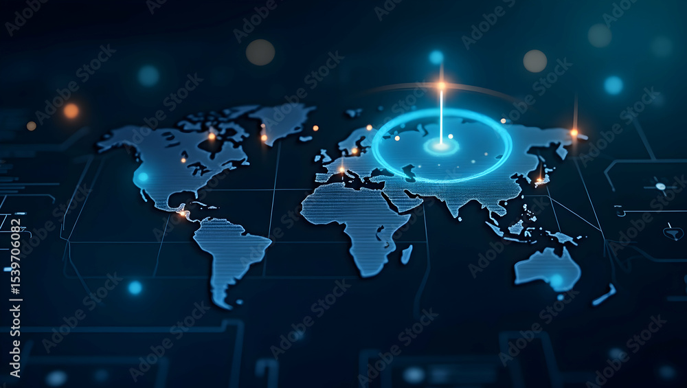 Obraz premium Advanced Threat Intelligence Systems: Real-Time Global Monitoring & Predictive Analytics for Proactive Security - Stock Photo Concept with Space for Text