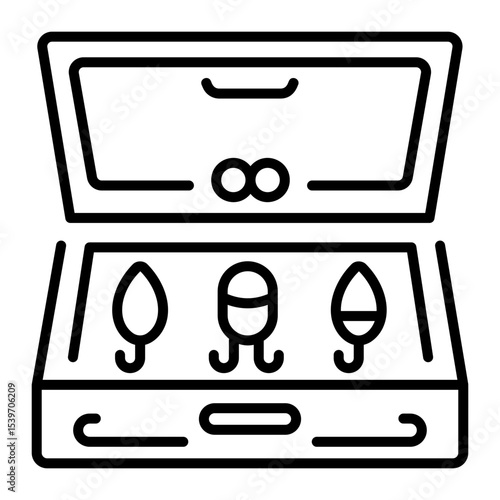 An outline style icon depicting jigging
