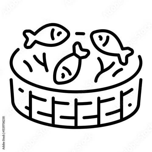A line style icon showing fish trap