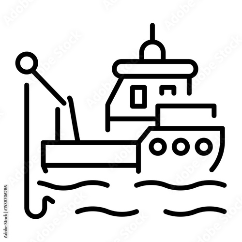 A linear style icon representing trawler