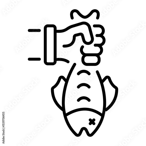 A line style icon showing holding fish
