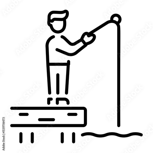 A linear style icon representing fishing dock
