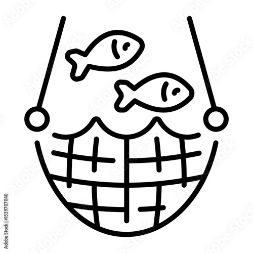 A linear style icon representing dragnet