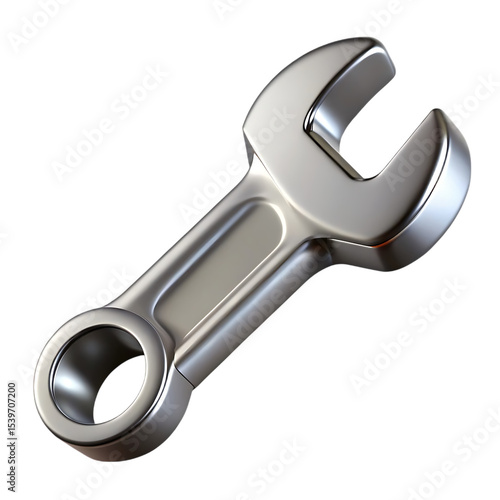 Metallic wrench 3d render isolated on transparent background