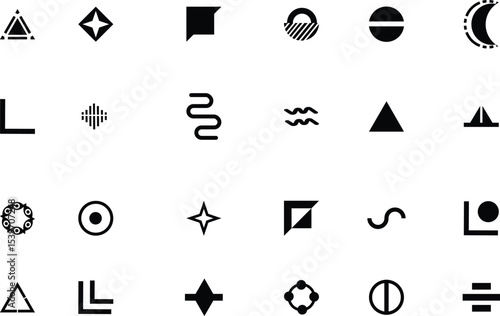 A set of graphic elements. Abstract geometric figures. Big set of abstract vector geometric shapes and trendy design elements