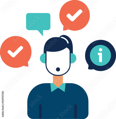 Remote Employee Illustration With Speech Bubbles And Tasks