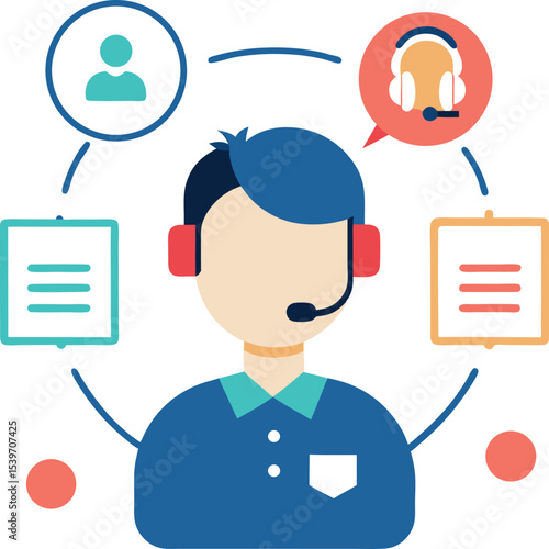 Tech Support Representative Surrounded By Customer Requests