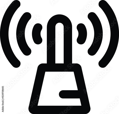 Wireless Signal Icon, Antenna with Waves, Communication Network Symbol Vector Illustration.