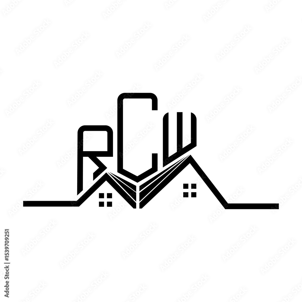 Fototapeta premium RCW Real State logo design, RCW simple and modern logo. RCW luxurious alphabet design