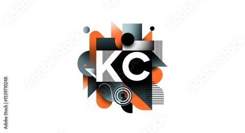 Abstract Geometric Design Featuring Letters K and C