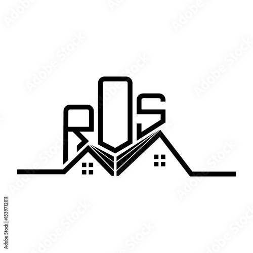 ROS Real State logo design, ROS simple and modern logo. ROS luxurious alphabet design